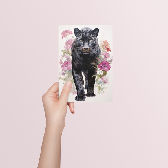 Watercolor Black Jaguar Wall Art Print Unframed - Majestic Jungle Elegance - Picture 5 of 6